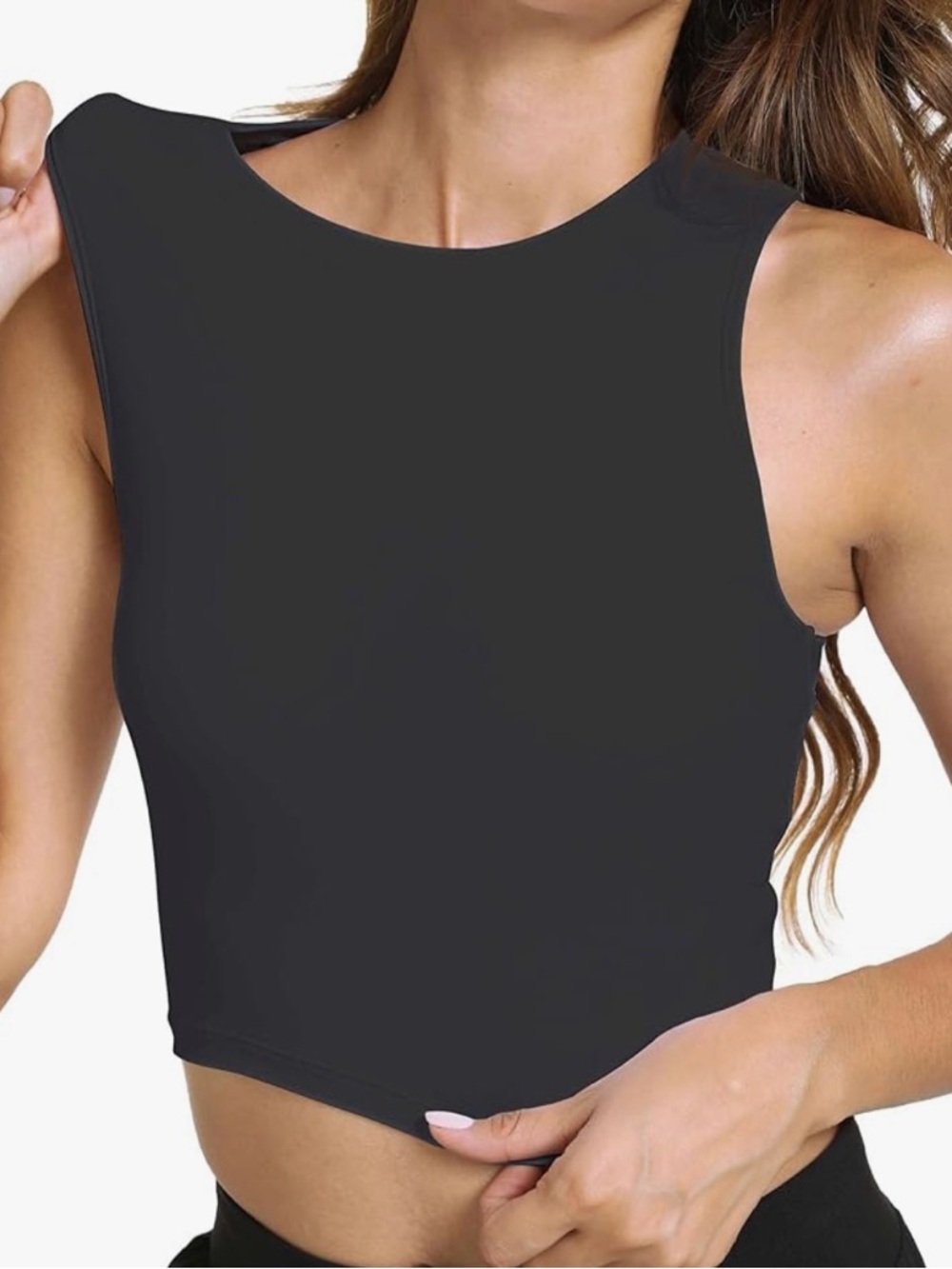 Longline Sports Bra Crop Top Women’s SMALL Athletic Yoga Sleeveless Black NWOT